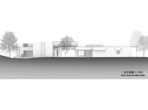 A modern exterior design with concrete material and a minimalist style.