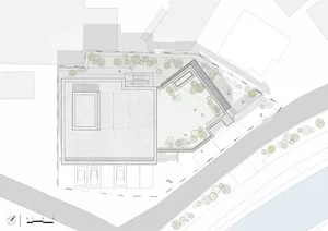 A modern architectural floor plan featuring a concrete construction.