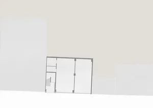 A detailed 2D technical blueprint of an architectural space.