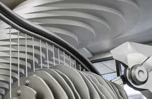 Metallic spiral staircase with industrial design elements