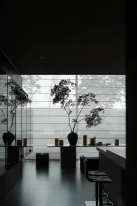 Contemporary minimalist design elements in an interior space.