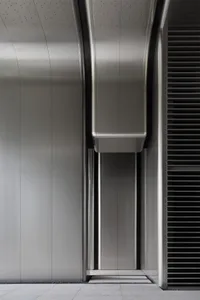 Modern design featuring metallic panels in an interior space