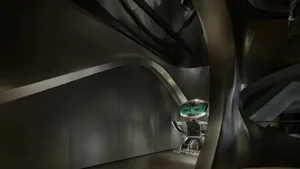 Modern interior featuring sleek black steel design elements.
