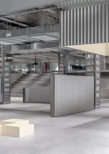 Concrete retail space with industrial design features