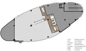 Concrete and wood office floor plan with minimalist design