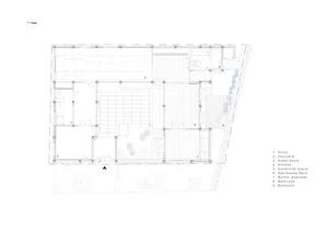 2D architectural drawing of a modern residential floor plan