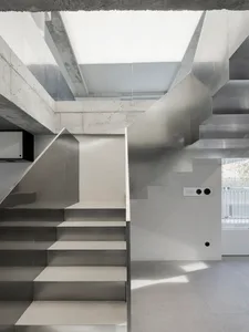 Concrete and metal staircase interior design