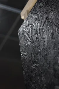 Architectural element with a metallic texture.