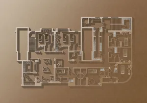 A technical architectural drawing of a modern floor plan.
