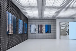 Modern interior design featuring metallic and glass materials