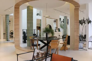 Modern office space with mixed materials and contemporary design