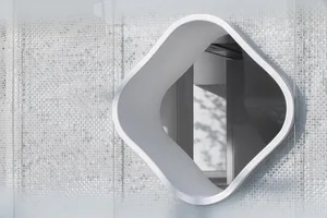 Angular, metallic window opening in a modern architectural façade.