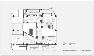 Modern office space layout with neutral colors.