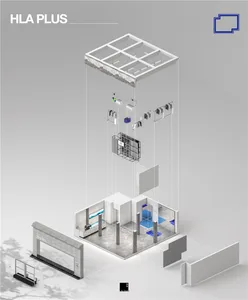 商業空間等角視圖，展示混凝土地板與結構元素。
