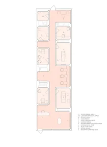 A modern spa center floor plan featuring neutral-colored interior spaces.