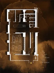 Floor plan of a hospitality design featuring stone material.