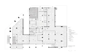 Floor plan of a commercial space showcasing various functional zones including reception, guest leisure, delivery ceremony, c