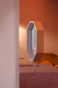 Modern glass table with geometric design