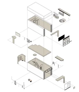 A floor plan illustrating the skeleton structure of a modern interior design