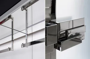 Close-up image of modern metal frame details.