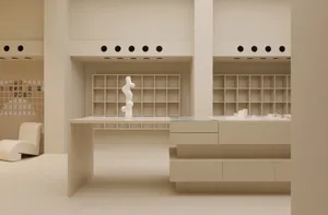 現代極簡店面，採用混凝土材質。