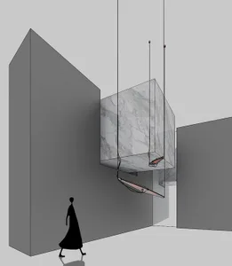 Minimalist interior design featuring marble elements