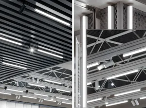 Modern industrial building interior showcasing metallic construction elements.