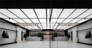 Modern retail space featuring concrete and glass materials