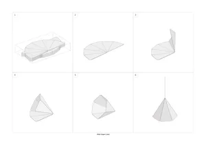 Sequential steps for assembling a metal origami lamp