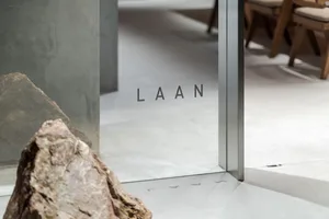 A minimalist storefront with concrete materials