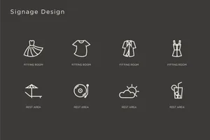 Signage Icons represented in line drawings.