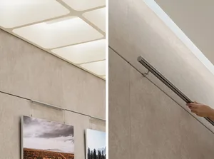 Modern office space featuring concrete and metal materials.