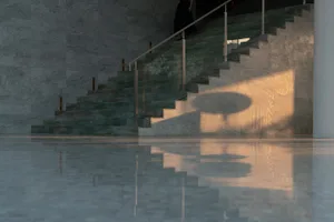 Modern interior space featuring marble elements
