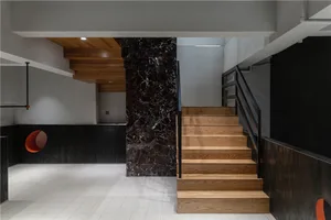 Modern interior design with marble staircase