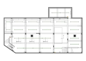 Industrial-style architectural floor plan layout