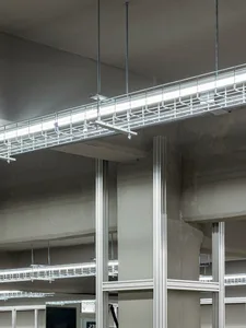 Metal grid structure in a modern industrial interior