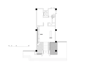 Floor plan of a modern residential interior with detailed architectural elements.