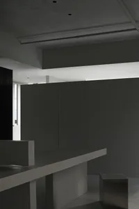 Minimalist office interior with concrete walls and modern design