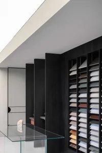 A display of various composite panels, showcasing different colors and textures.