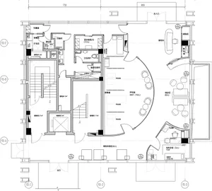 Schematic architectural layout of a hotel floor with various rooms and facilities.