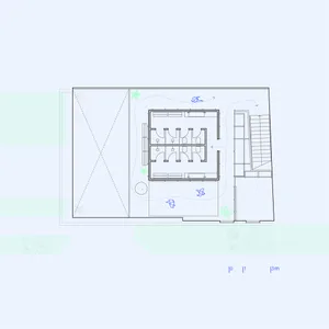 A technical drawing of a modern architectural floor plan with mixed materials.
