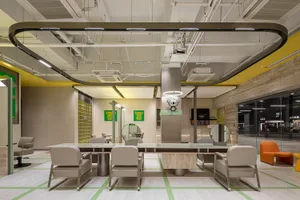 Interior of a modern office space featuring contemporary design elements and contemporary furniture.