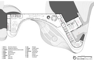 Schematic of an office space with white walls, black furnishings, and red text annotations.