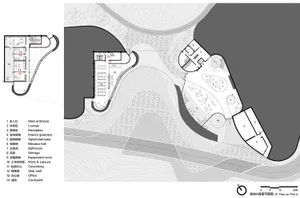2D architectural drawing of an office layout with labeled rooms and spaces.