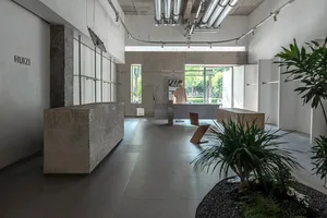 Modern industrial commercial space featuring concrete elements for contemporary design.