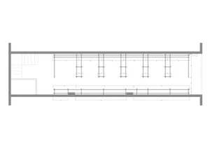 Modern architectural interior design featuring a metal steel frame structure.