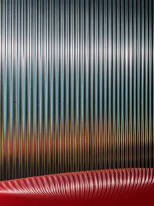 A metallic panel with a modern design in a 3D perspective.