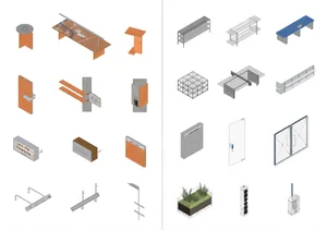 Various industrial-style furniture items made of metal