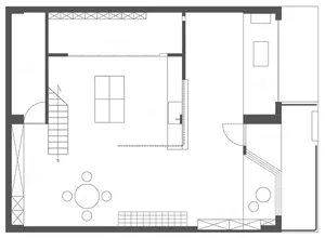 Modern office space layout with furniture and design elements