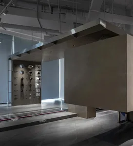 An industrial installation showcasing metallic components in brown tones.